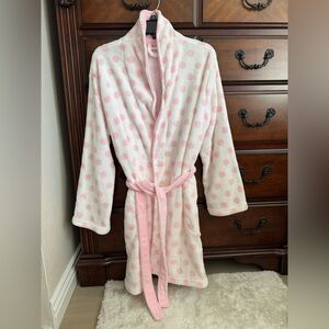 Ulta Beauty Pink and White Plush Robe
